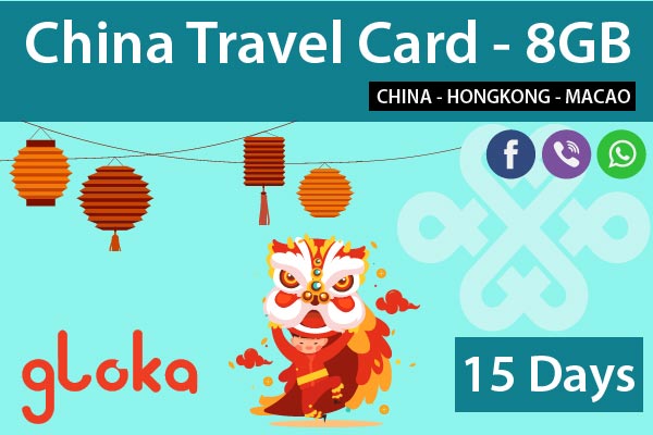 China travel sim card china unicom 8GB 15 days gloka