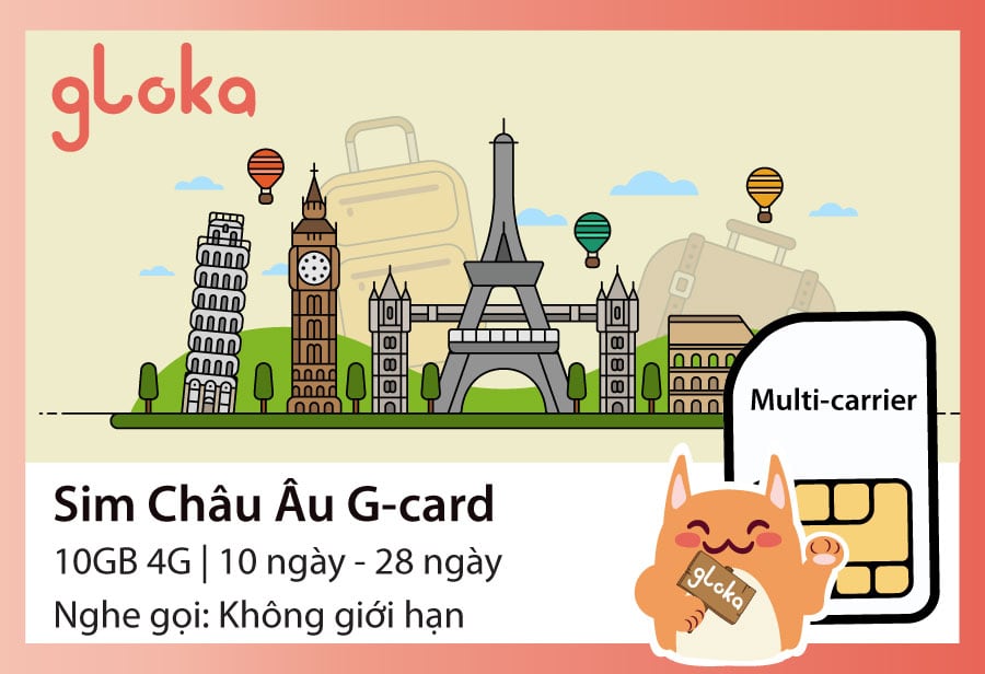 Sim du lịch châu Âu G-card Gloka