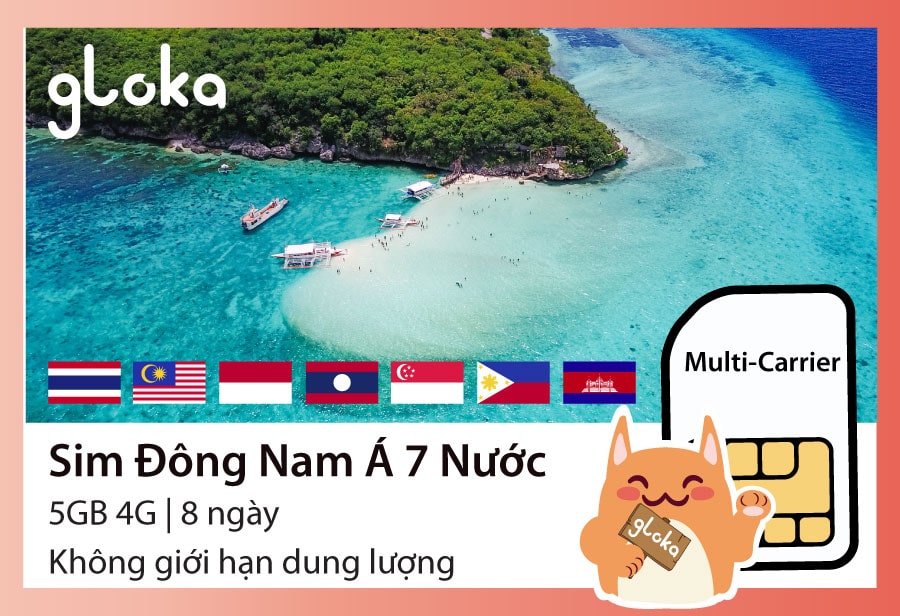 Sim du lịch Đông Nam Á 7 nước Gloka