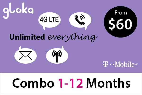 USA prepaid SIM Card long term combo 1-12 months 4g unlimited