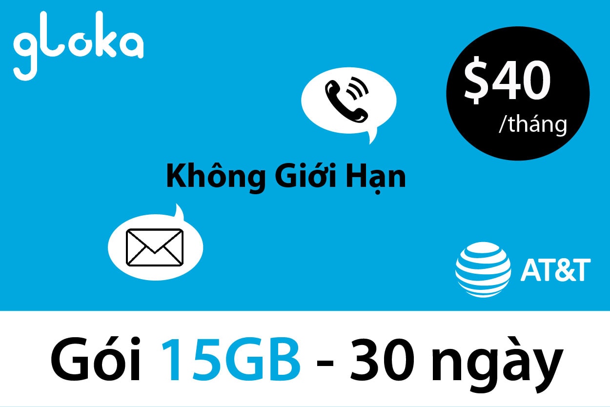 Sim du học Mỹ AT&T Gói $40/tháng