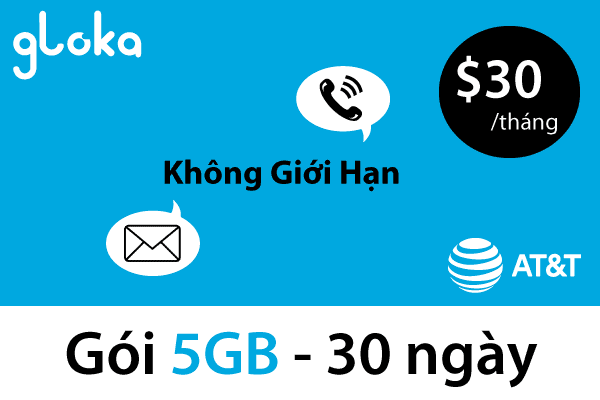 Sim du học Mỹ AT&T Gói $30